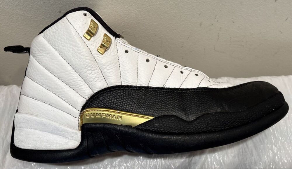 Size 12US Air Jordan 12 Retro Royalty Taxi White Gold Used (NO Box) CT8013-170